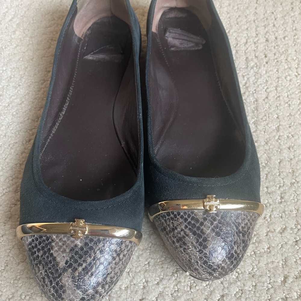 Tory Burch snakeskin & suede flats